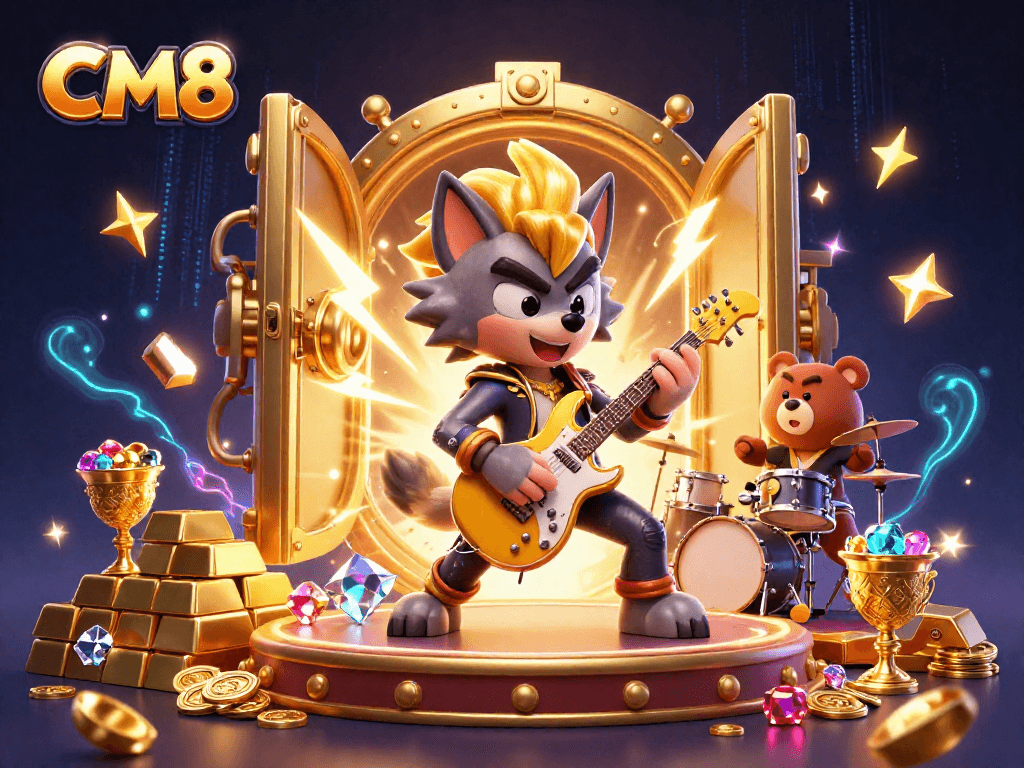 CM8 offers thrilling casino excitement with bold characters and dazzling treasures in 3D illustration.