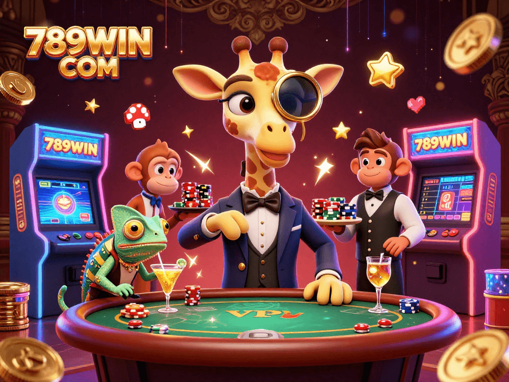 Engage in thrilling gaming sessions at 789WIN COM with a vibrant 3D casino illustration.