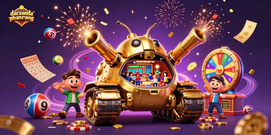 Engage in thrilling gameplay at dacsandatphanrang with dynamic lottery balls, confetti, and vibrant casino scenes!