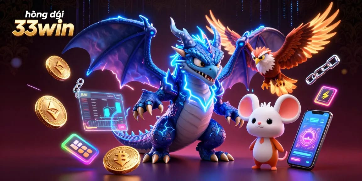 Guide to 33win with a dynamic illustration of gaming elements illustrating excitement and engagement.