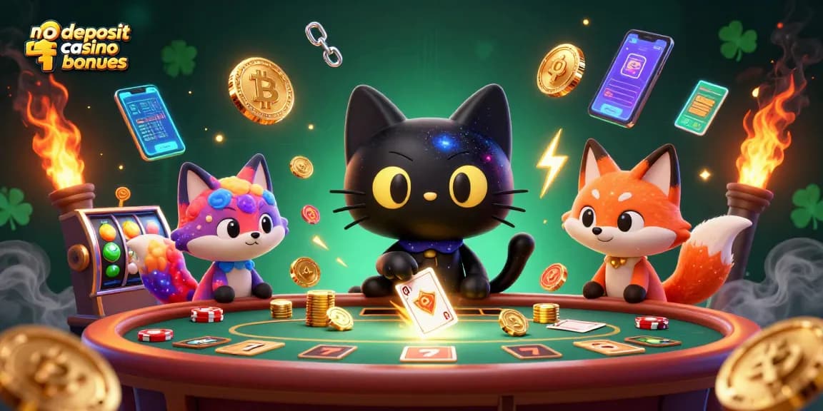 Engage with exciting no deposit casino bonuses in a vibrant cosmic scene with unique characters and game elements.