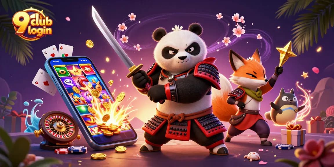 Engage in 91 club login with thrilling casino action featuring samurai panda and ninja fox.
