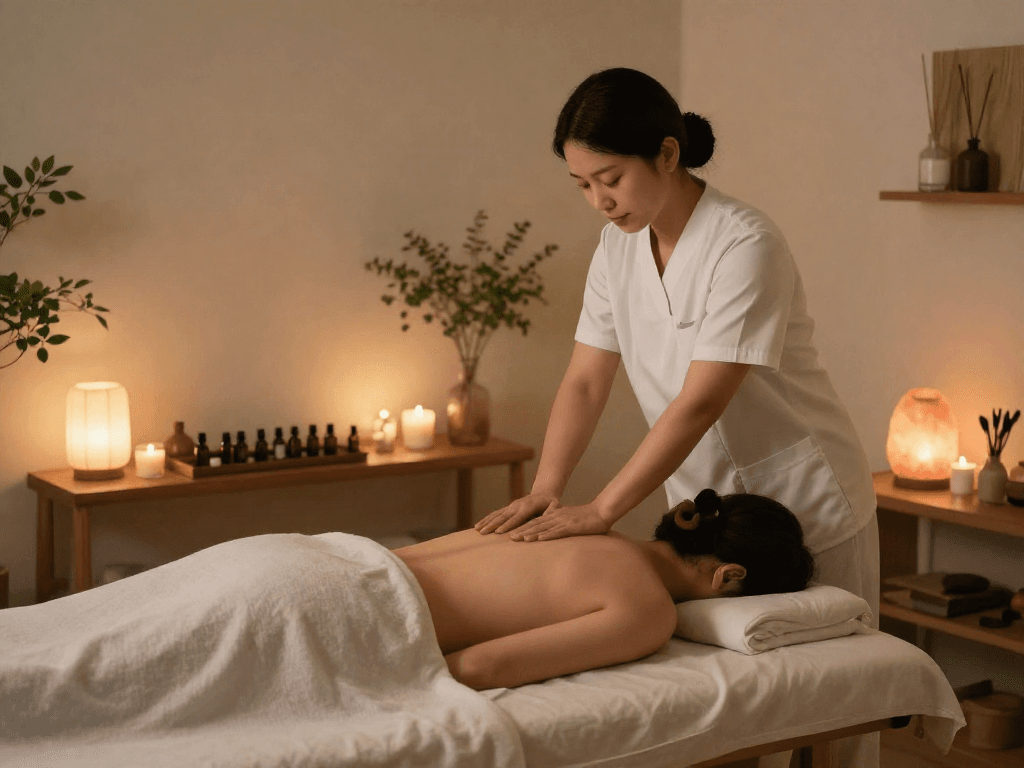 Relaxing 남양주출장안마 therapy session in a tranquil spa environment.