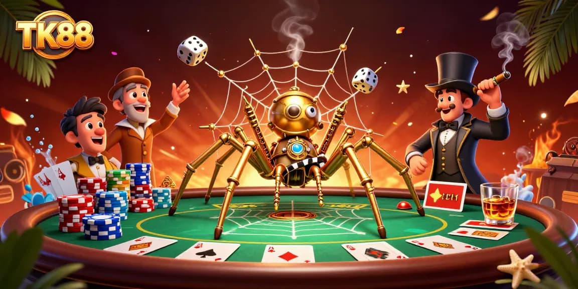 Engage in exhilarating gameplay at TK88 with vibrant steampunk elements and poker aesthetics.