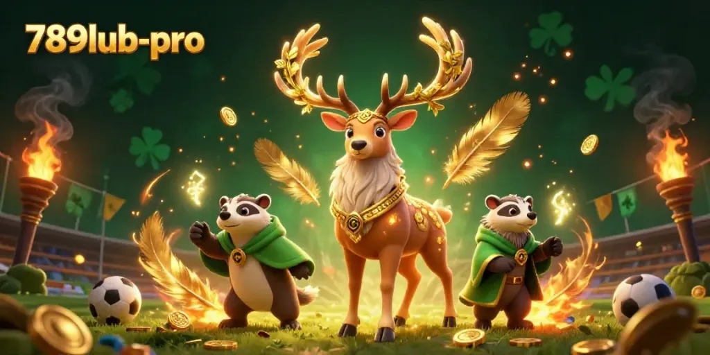 Engage with thrilling action at 789lub-pro as a Celtic druid stag leads the way in this vibrant casino scene.