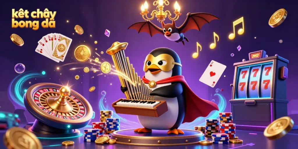 Watch thrilling kết quả bóng đá action with a ghostly penguin organist and glimmering casino elements.