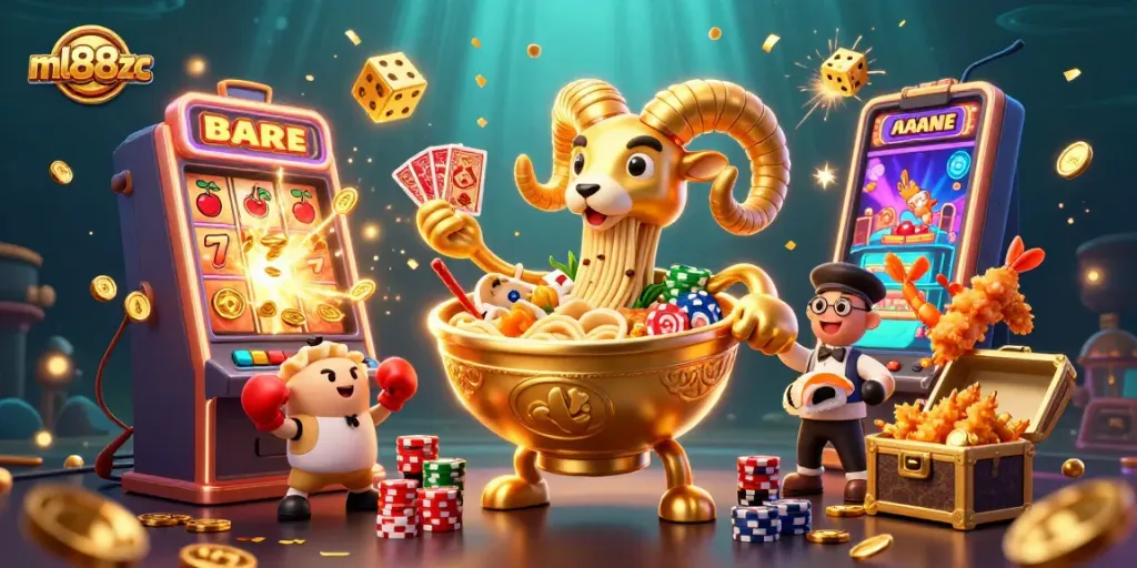 Experience thrilling gameplay with ml88zc's vibrant casino illustration featuring dynamic slot machine action.