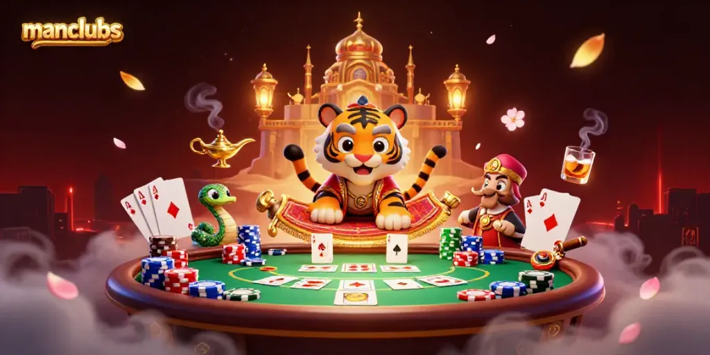 Engage with manclubs in a vibrant 3D scene featuring a sultan and casino elements.