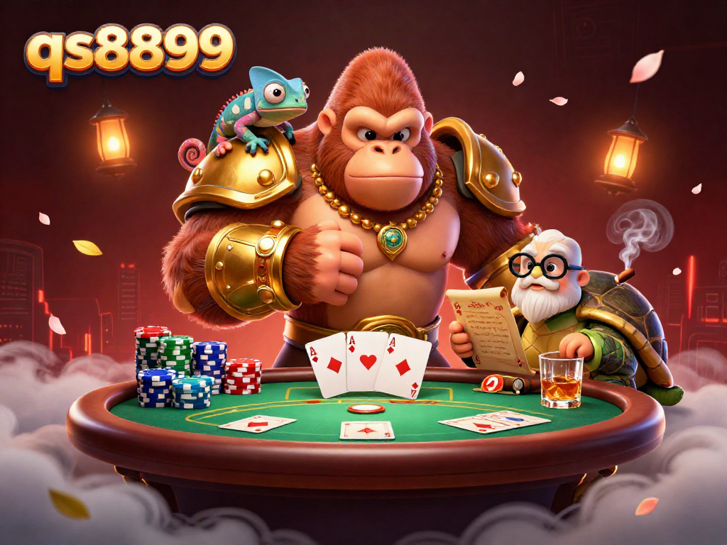 Experience thrilling gameplay at qs8899, featuring vibrant casino elements with a powerful king and his companions.
