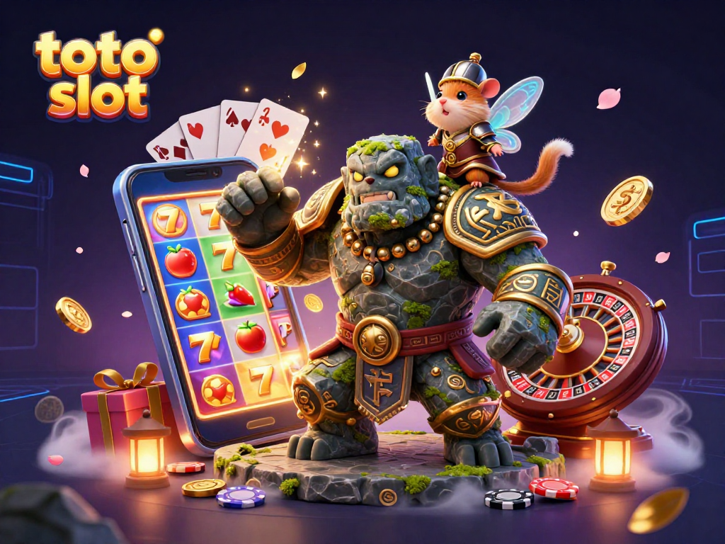 Spin captivating slot games with toto slot amidst an enchanting fantasy scene.