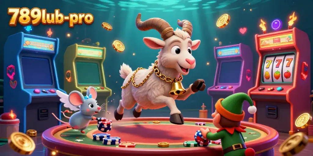 Engage with the festive chaos of 789lub-pro casino featuring a Krampus goat, angel mouse, and elf gremlins.