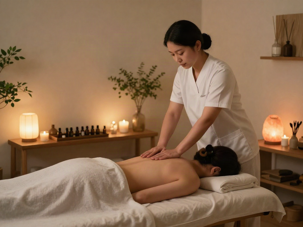 Relaxing 남양주출장안마 therapy session in a tranquil spa environment.
