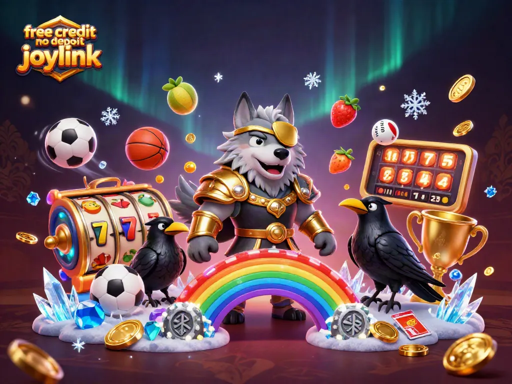 Win big with free credit no deposit joylink, featuring an epic Norse-themed casino scene.