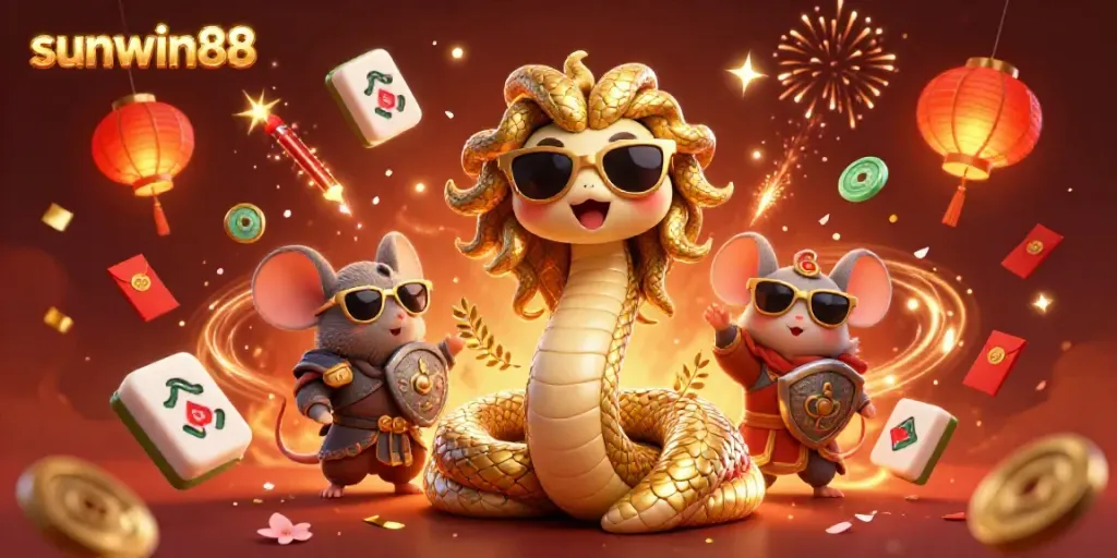 Experience thrilling games with sunwin88 in a vibrant casino scene featuring Medusa and lucky symbols.