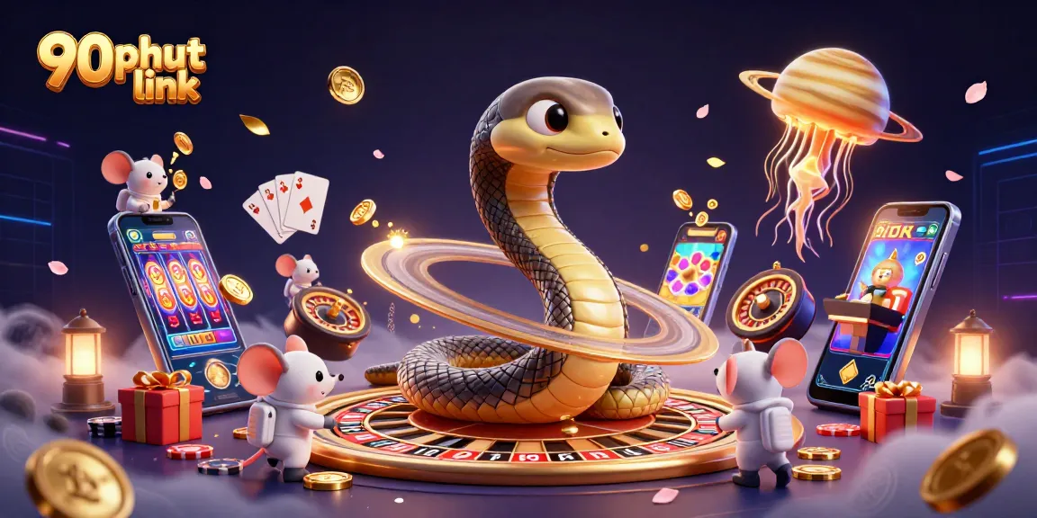 Experience the thrill of 90phut link with vibrant gaming elements and cosmic characters in action.