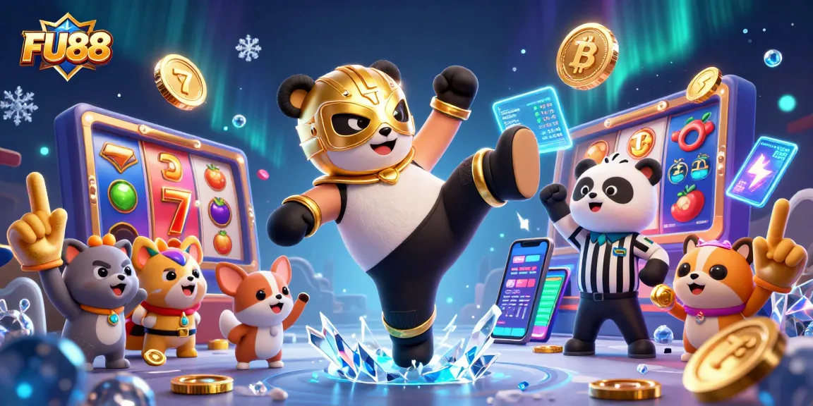 Engage in thrilling gameplay at FU88 with vibrant slots, jackpots, and animated characters celebrating wins.