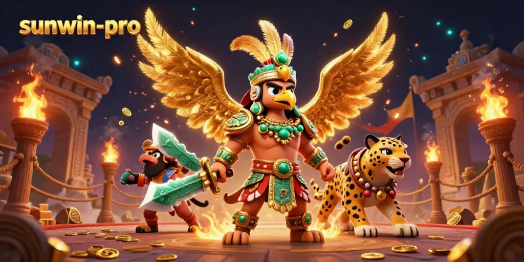 Experience thrilling action with sunwin-pro as warriors engage passionately in a vibrant casino battle.