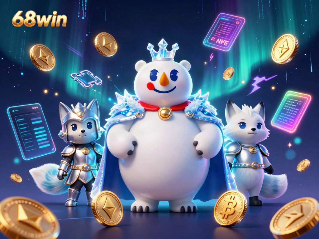 Experience thrilling gaming with 68win, where animated characters meet crypto elements in an engaging atmosphere.