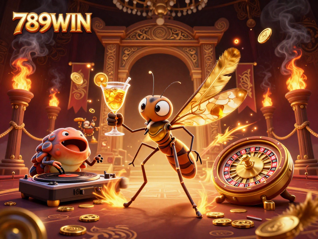 Experience thrilling 789WIN gaming with a vibrant illustration of casino elements and engaging characters.