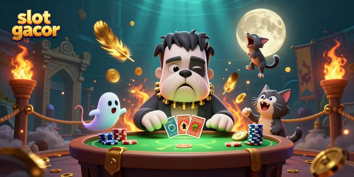 Experience slot gacor action with lively characters and a rich casino atmosphere in this dynamic illustration.