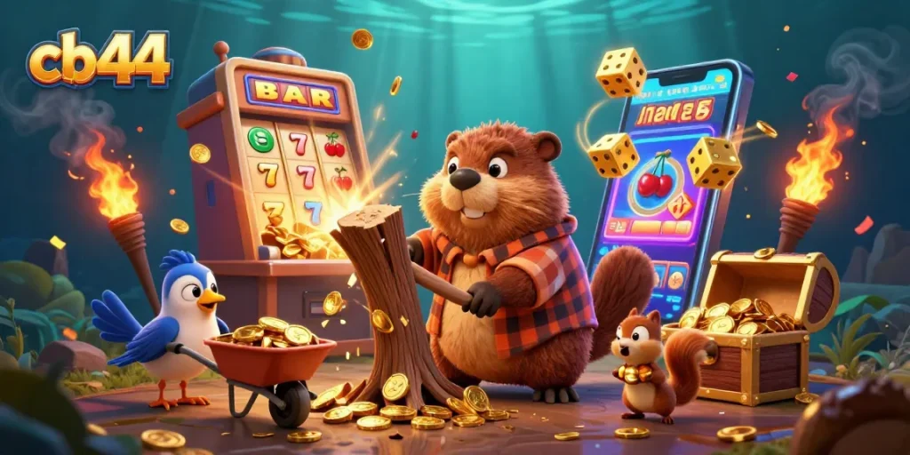 Spin and win at cb44 with a vibrant casino-themed illustration showcasing games and rewards.